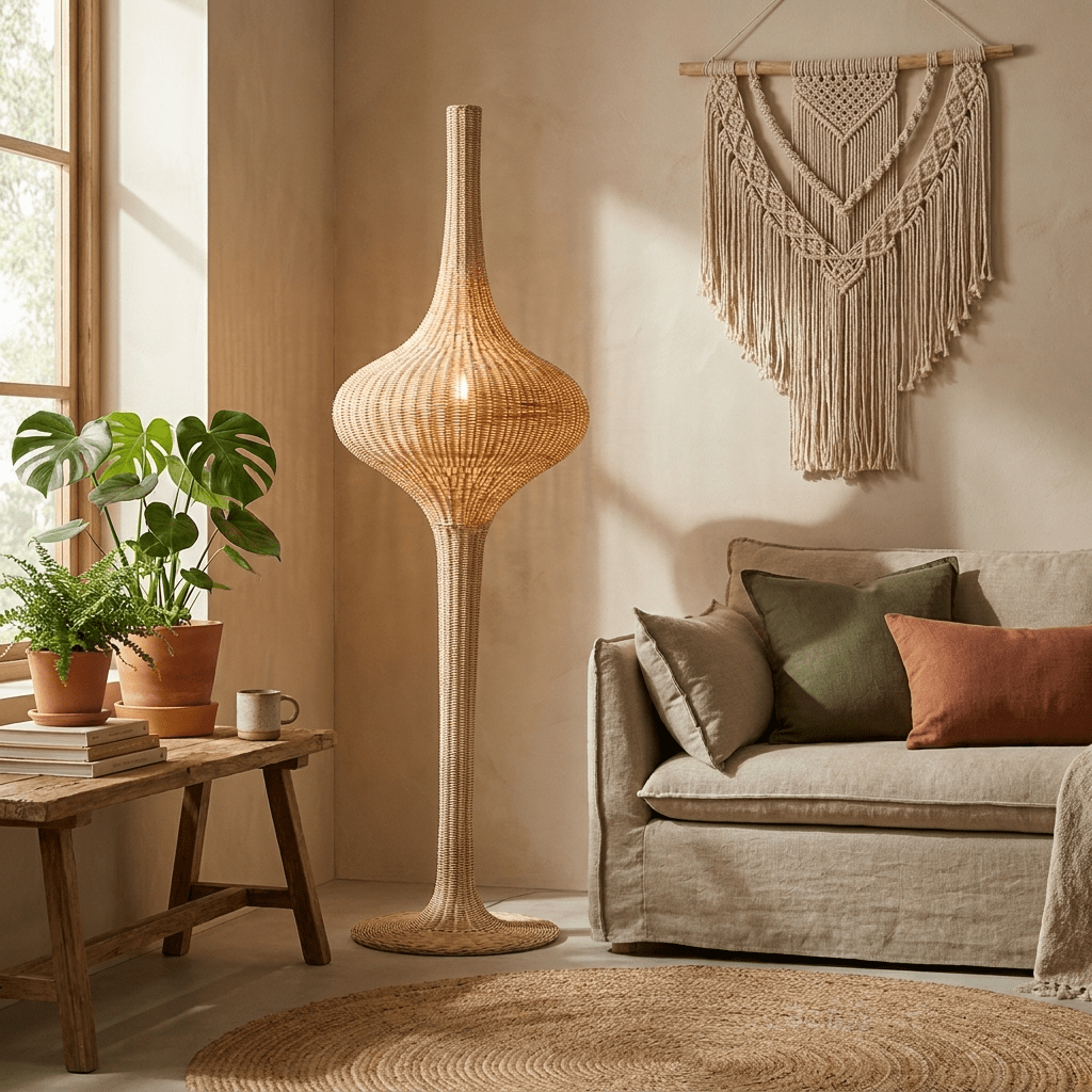 Onion rotan vloerlamp