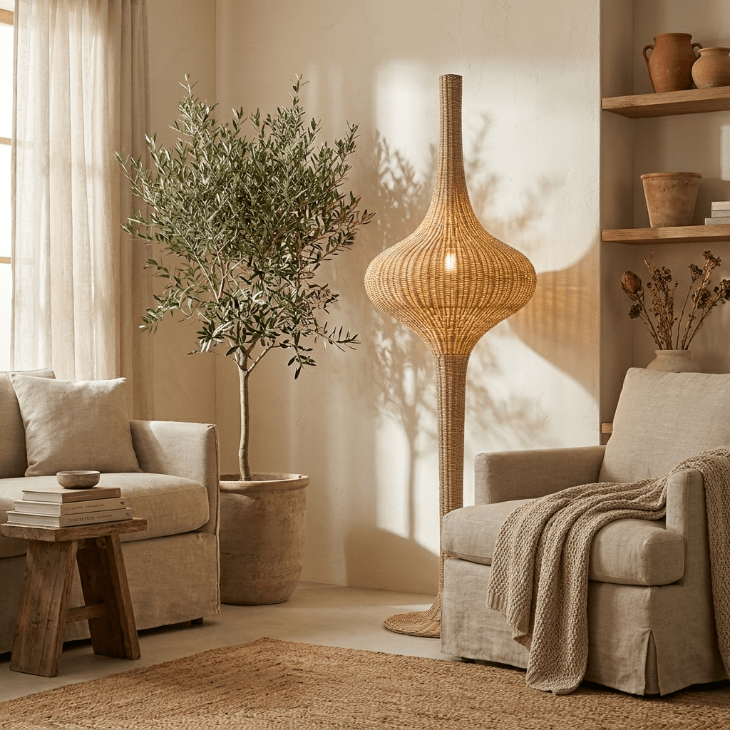 Onion rotan vloerlamp