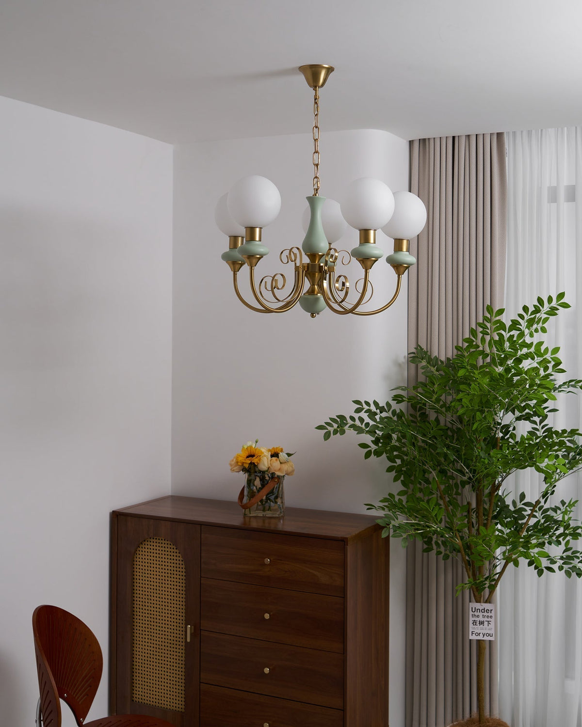 Evsolia kroonluchter van groen onyx glas