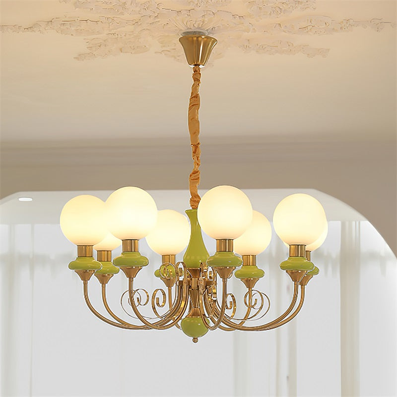 Evsolia kroonluchter van groen onyx glas