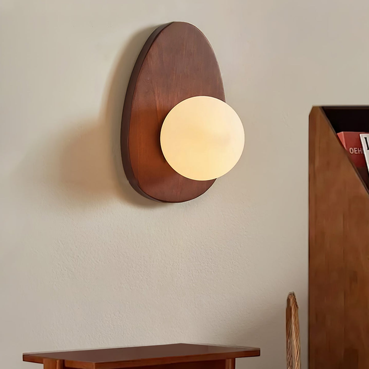 Aldiniella Premium Noordse kunst walnoothout glas wandlamp