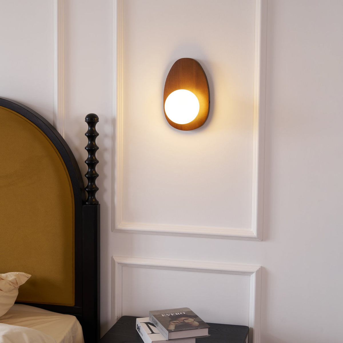 Aldiniella Premium Noordse kunst walnoothout glas wandlamp