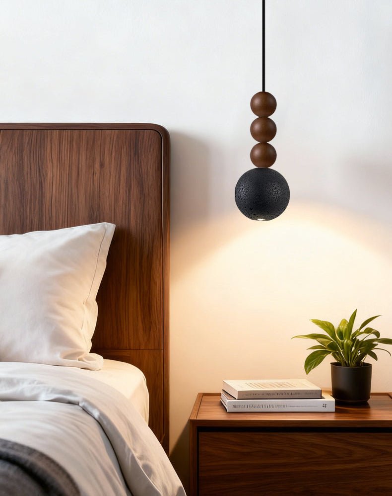 Tizn Zwart travertin Hout Moderne hanglamp