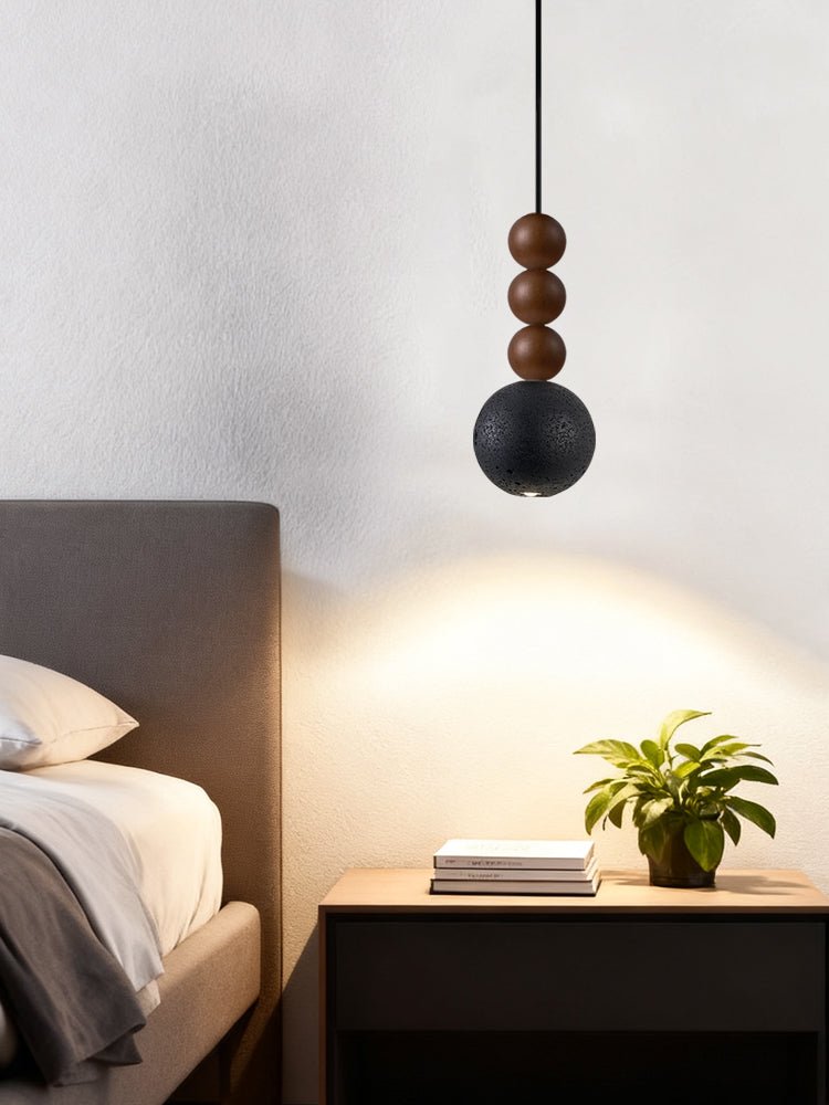 Tizn Zwart travertin Hout Moderne hanglamp