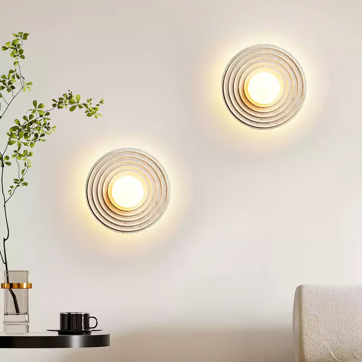 Zelirara Concentric travertin wandlamp