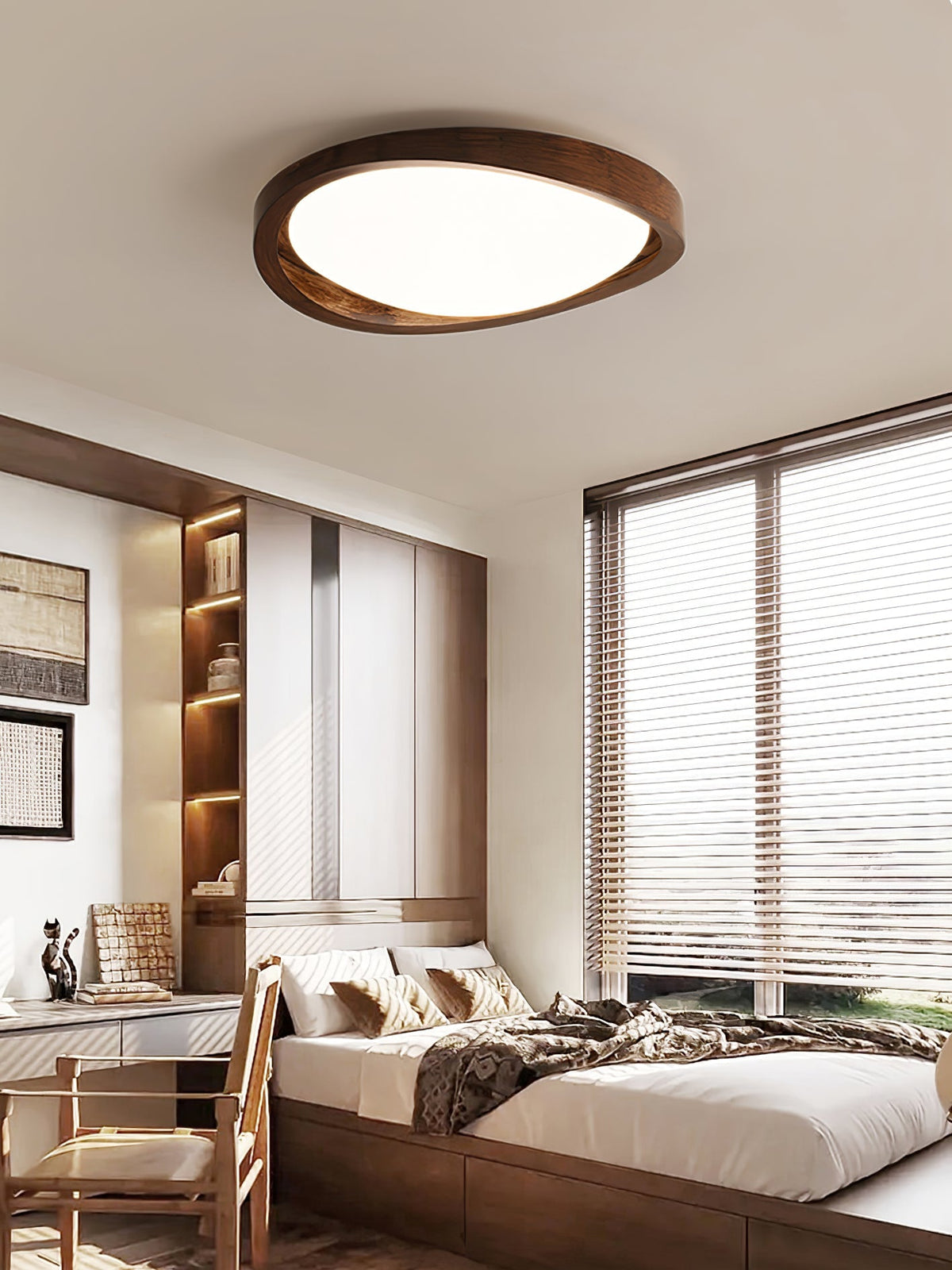 Nalem Plafondlamp Walnoot Gebogen rand Oval Noords