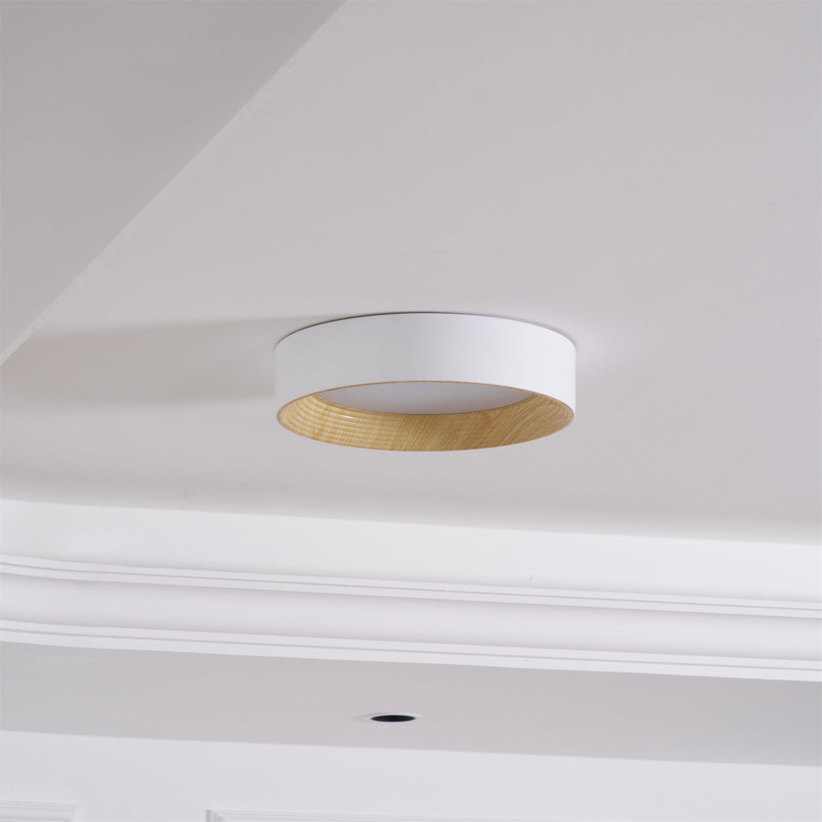 Elvirelle plafondlamp houten ring minimalistisch dimbaar