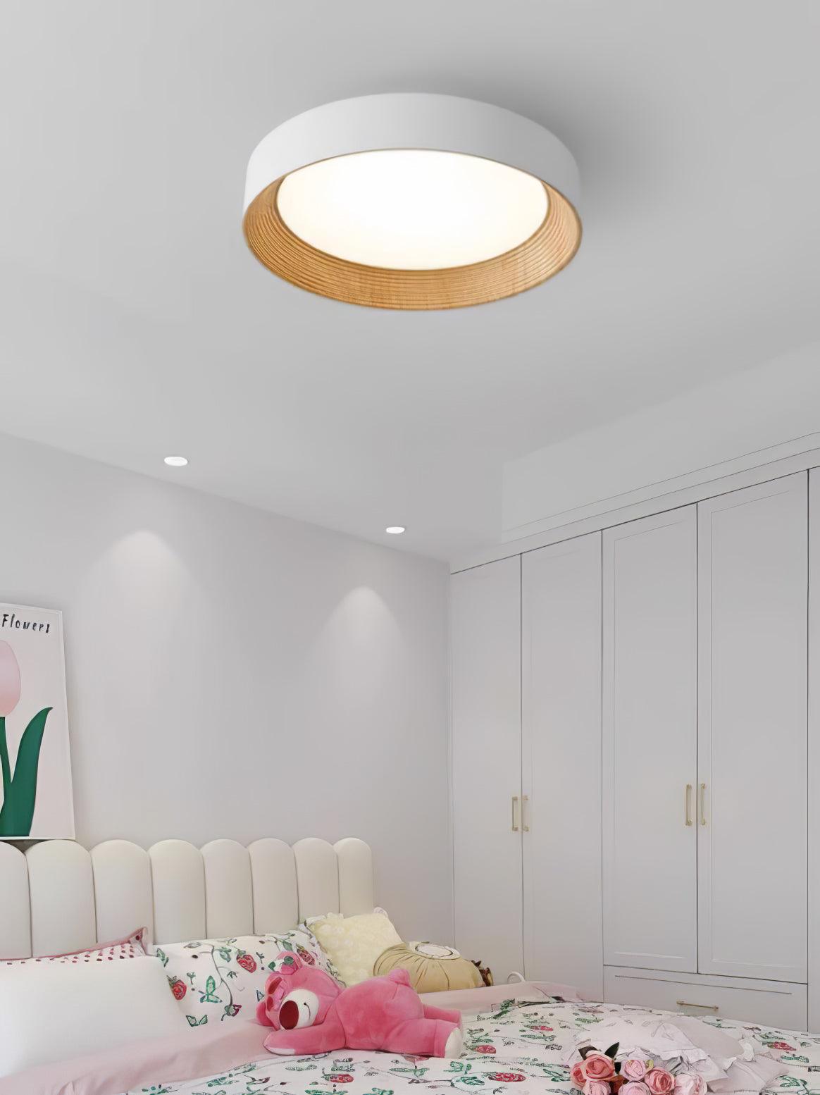 Elvirelle plafondlamp houten ring minimalistisch dimbaar
