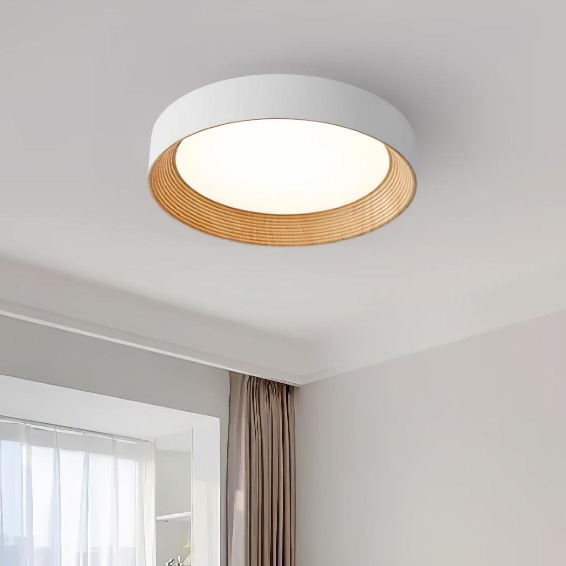 Elvirelle plafondlamp houten ring minimalistisch dimbaar