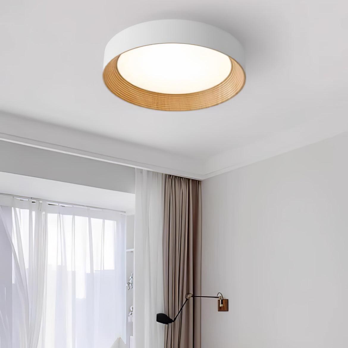 Elvirelle plafondlamp houten ring minimalistisch dimbaar