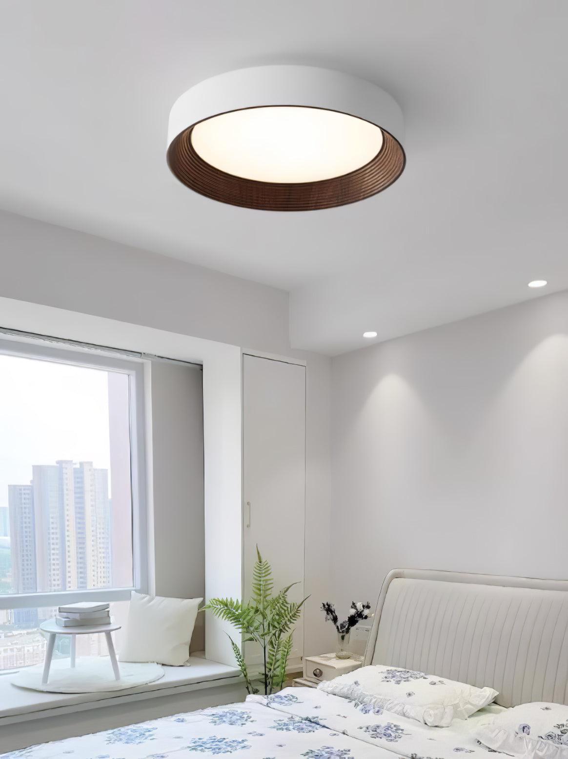 Elvirelle plafondlamp houten ring minimalistisch dimbaar