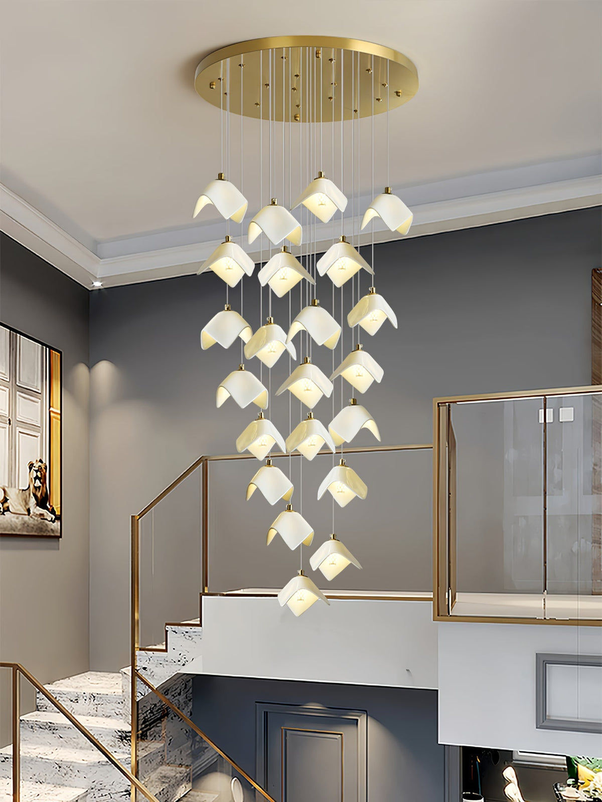 Cithayra Geometrische glas messing kroonluchter