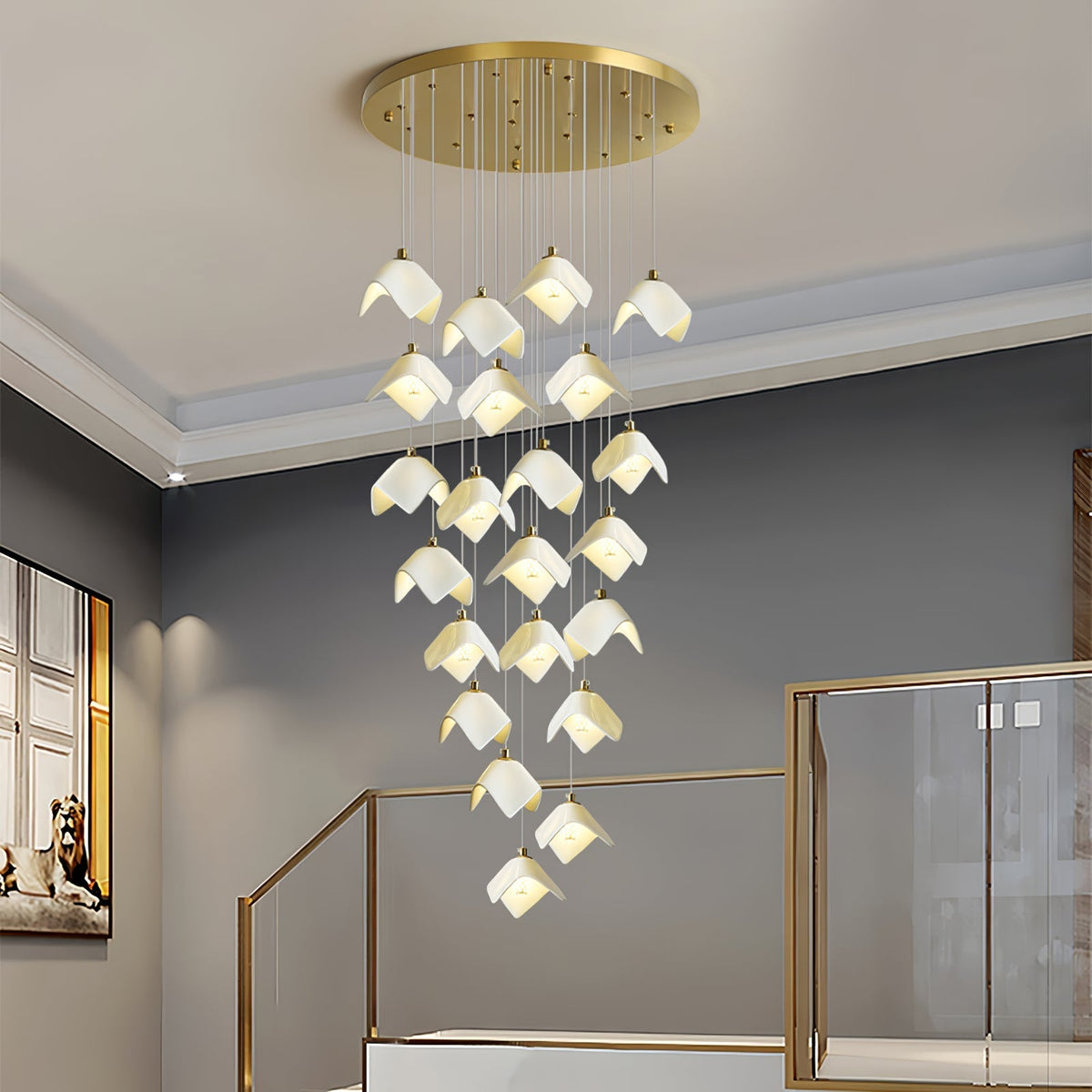 Cithayra Geometrische glas messing kroonluchter