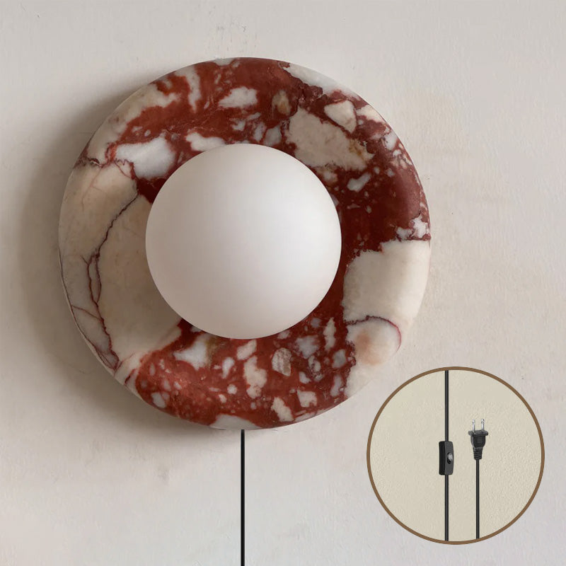 Vantheori Rood Marmeren wandlamp met Stekker (US)