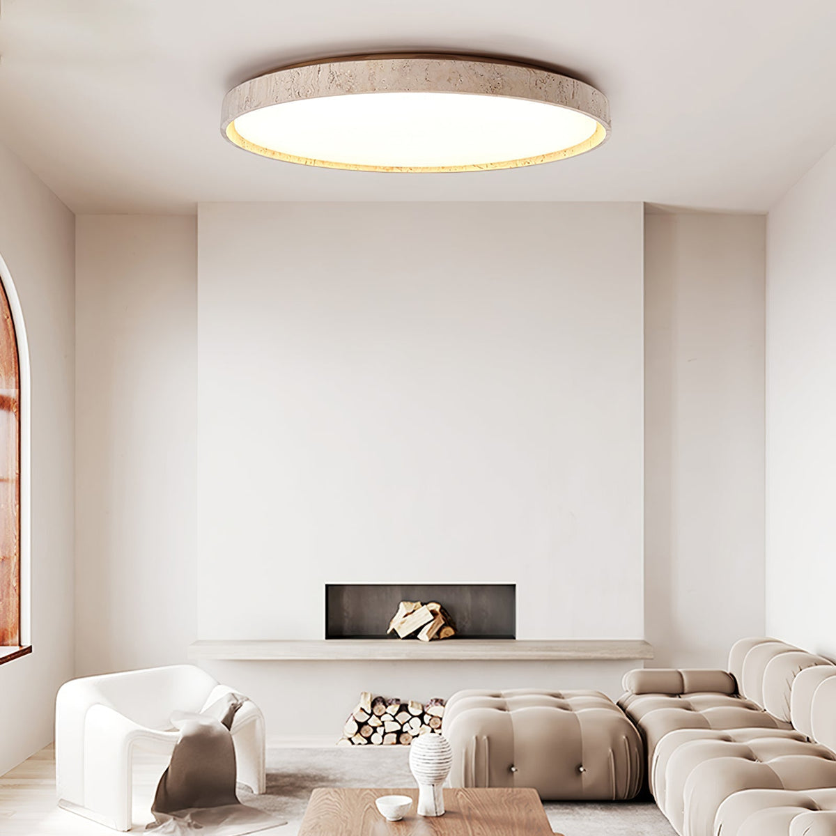 Kathy travertin Ronde plafondlamp