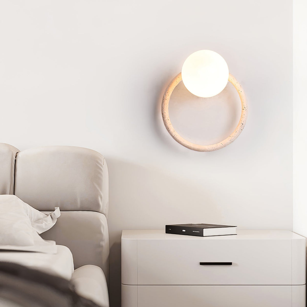 Idoryra Geel travertin wandlamp