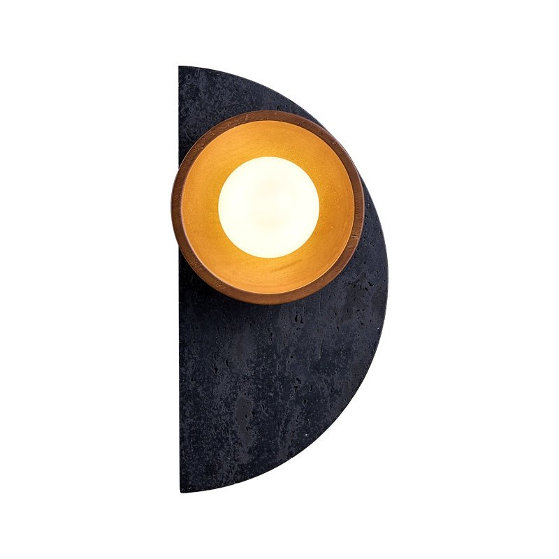 Luca wandlamp van walnoot en travertin