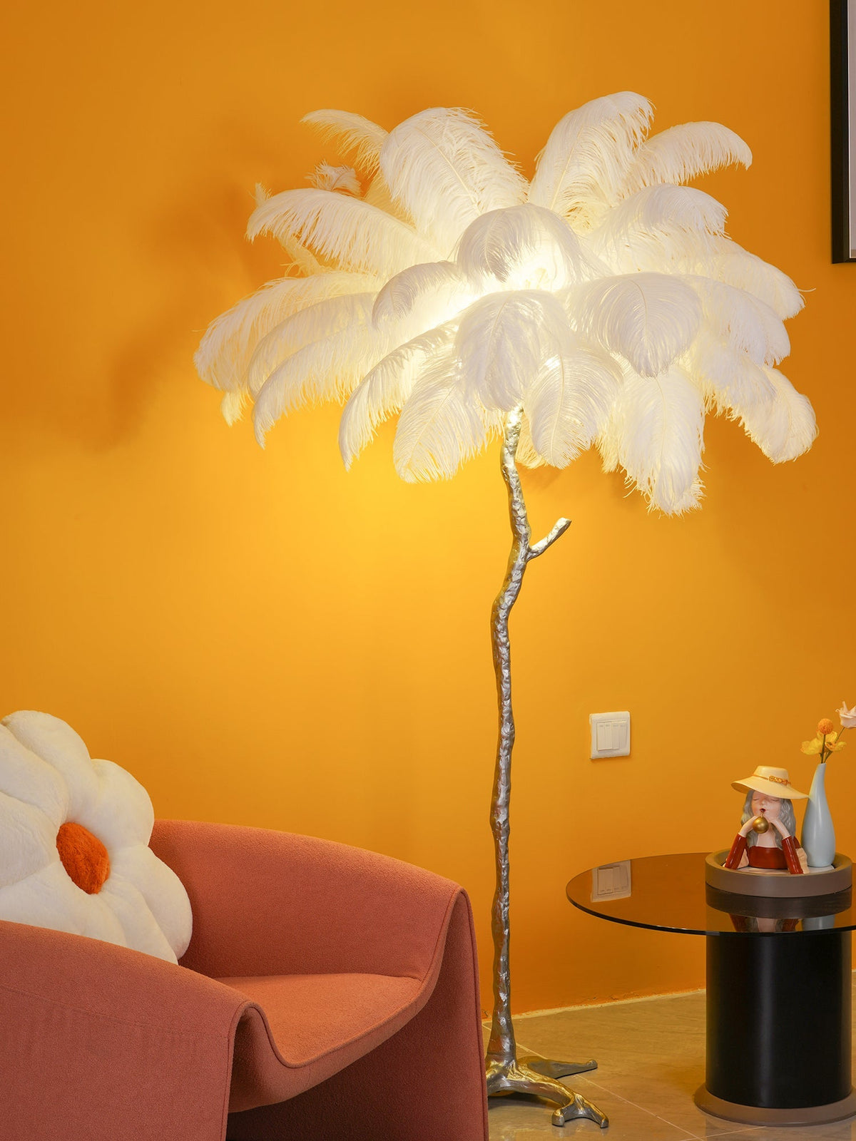 Selis Feather messing vloerlamp