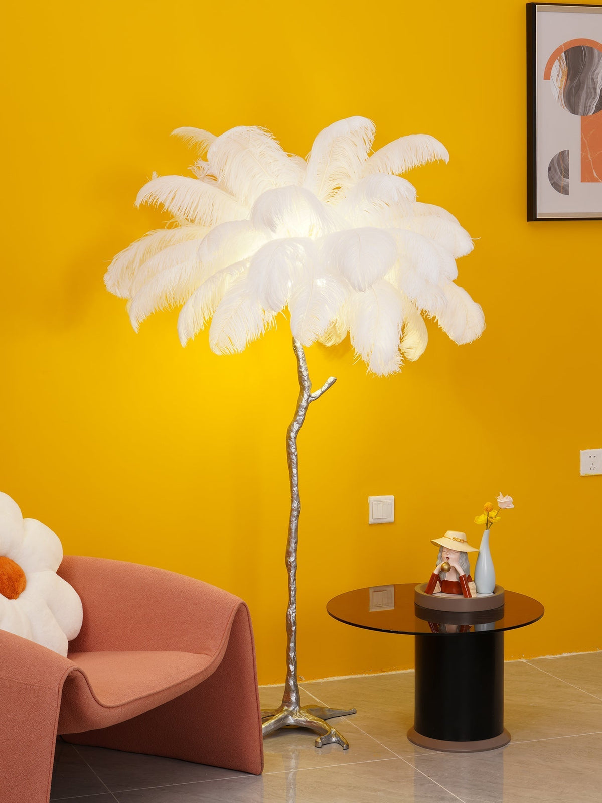 Selis Feather messing vloerlamp