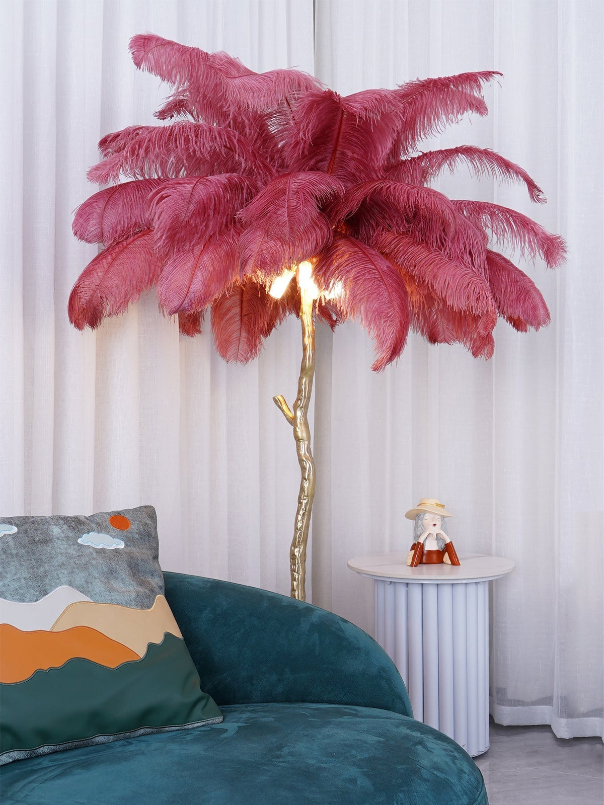 Selis Feather messing vloerlamp