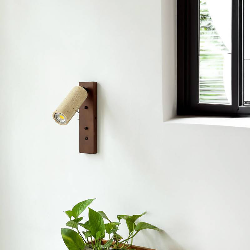 Noririse wandlamp Spotlight Geel travertin Hout