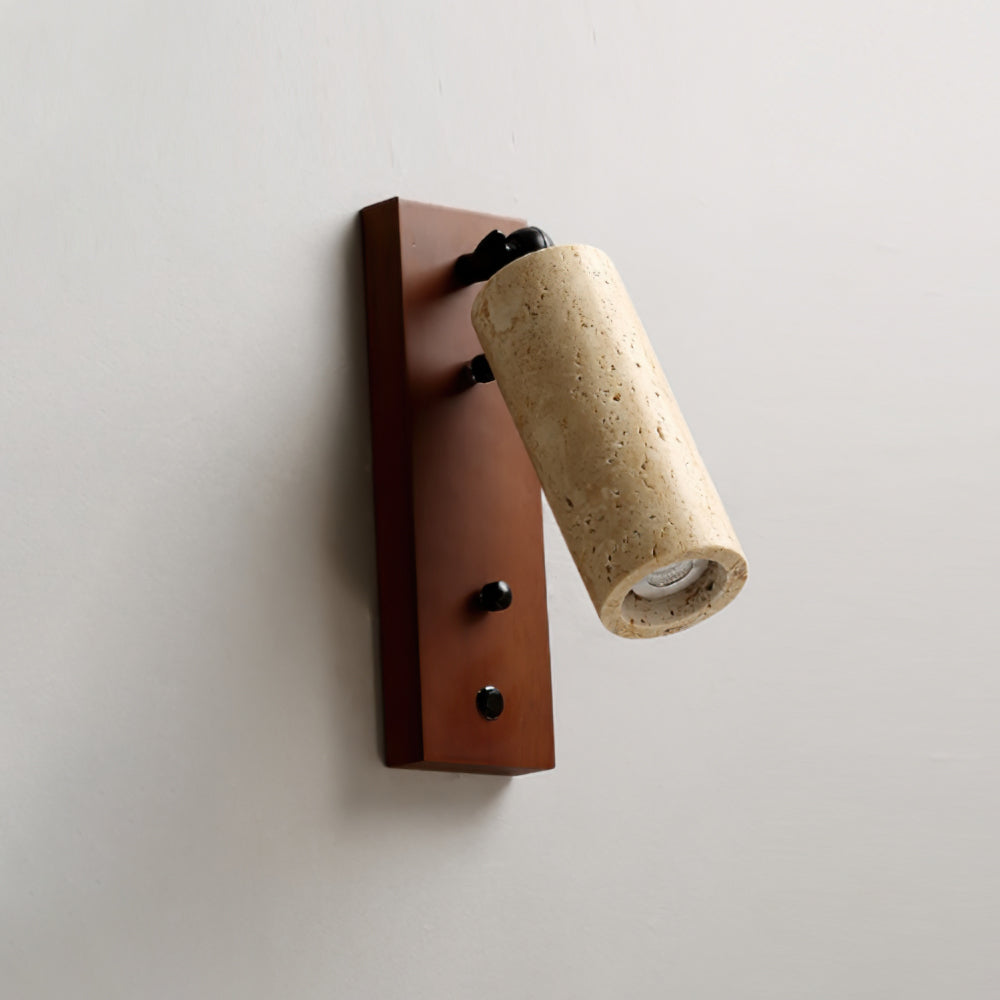 Noririse wandlamp Spotlight Geel travertin Hout