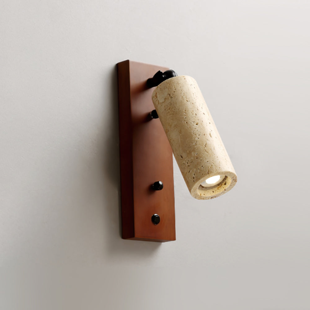 Noririse wandlamp Spotlight Geel travertin Hout