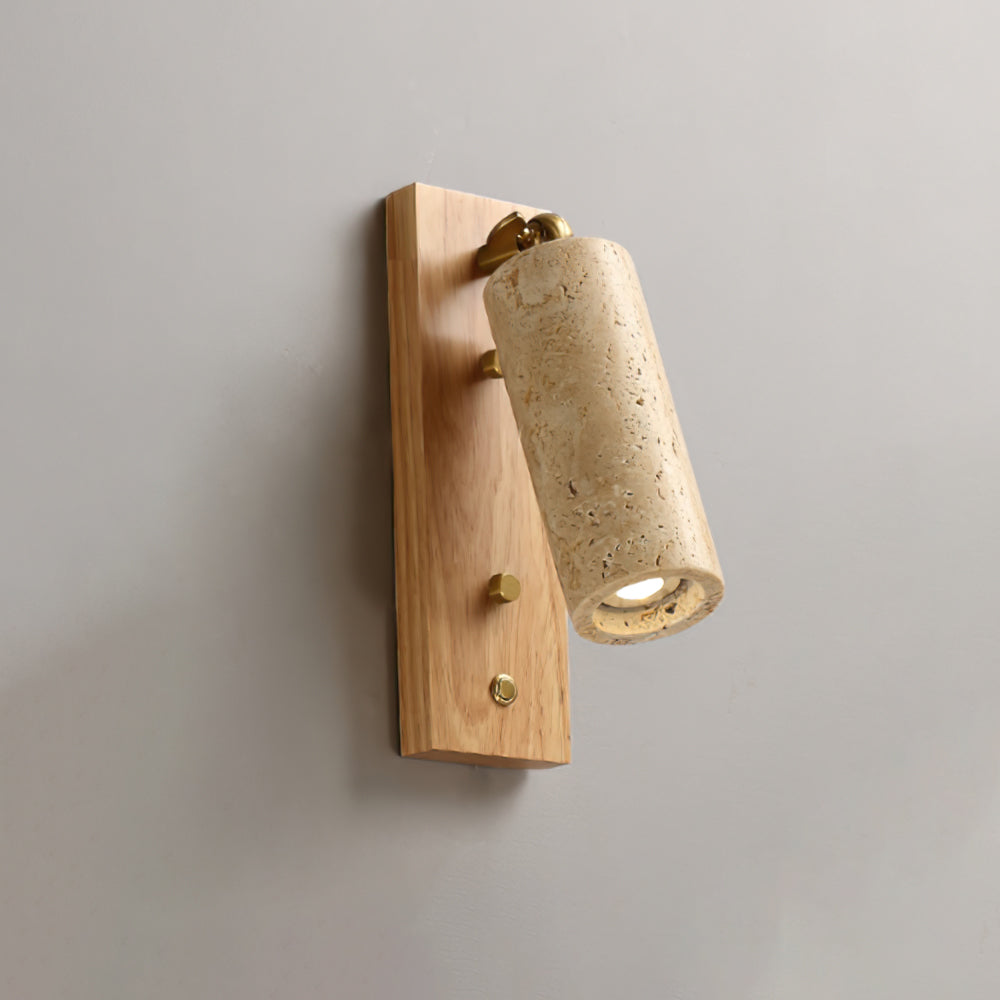 Noririse wandlamp Spotlight Geel travertin Hout