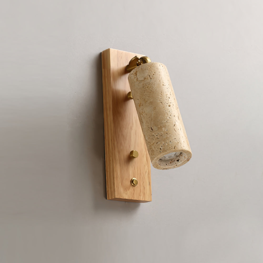 Noririse wandlamp Spotlight Geel travertin Hout