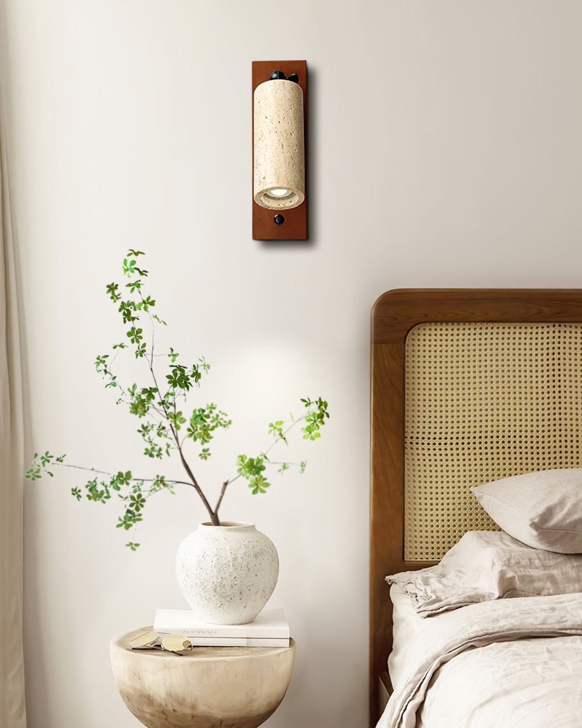 Noririse wandlamp Spotlight Geel travertin Hout