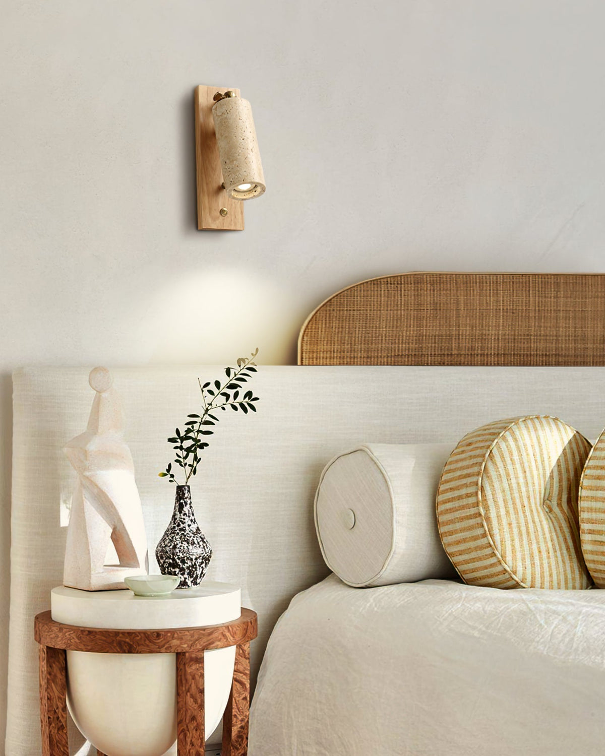 Noririse wandlamp Spotlight Geel travertin Hout