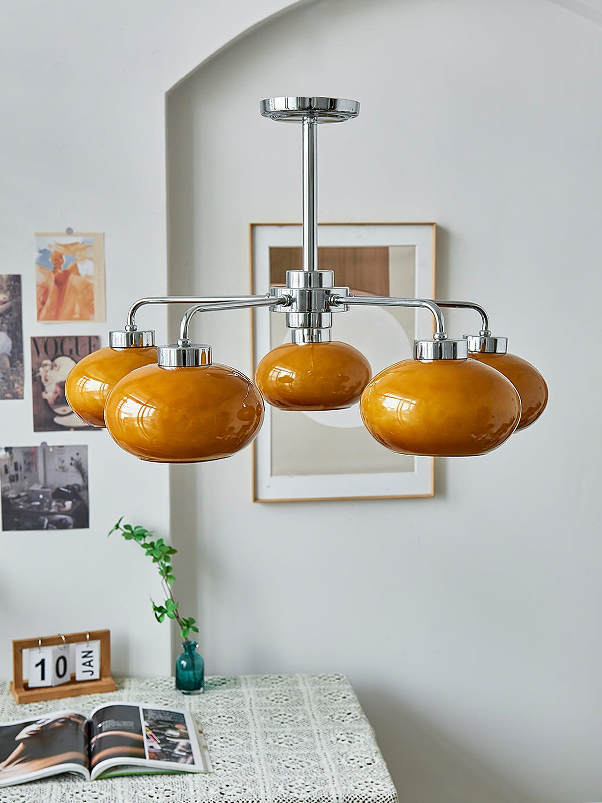 Liorenira Kroonluchter glas chroom Geometrisch Retro