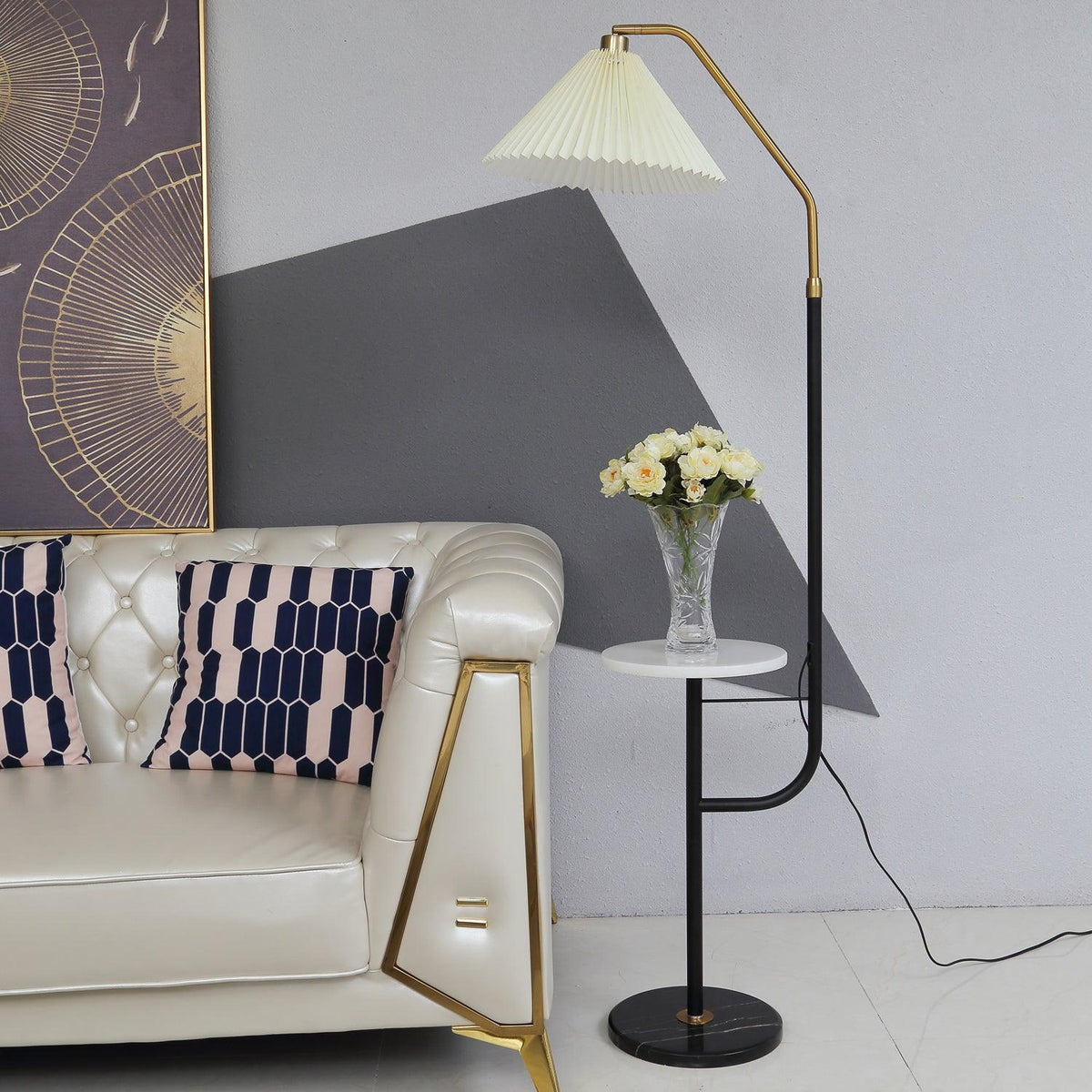 Nexc vloerlamp van marmer en hout