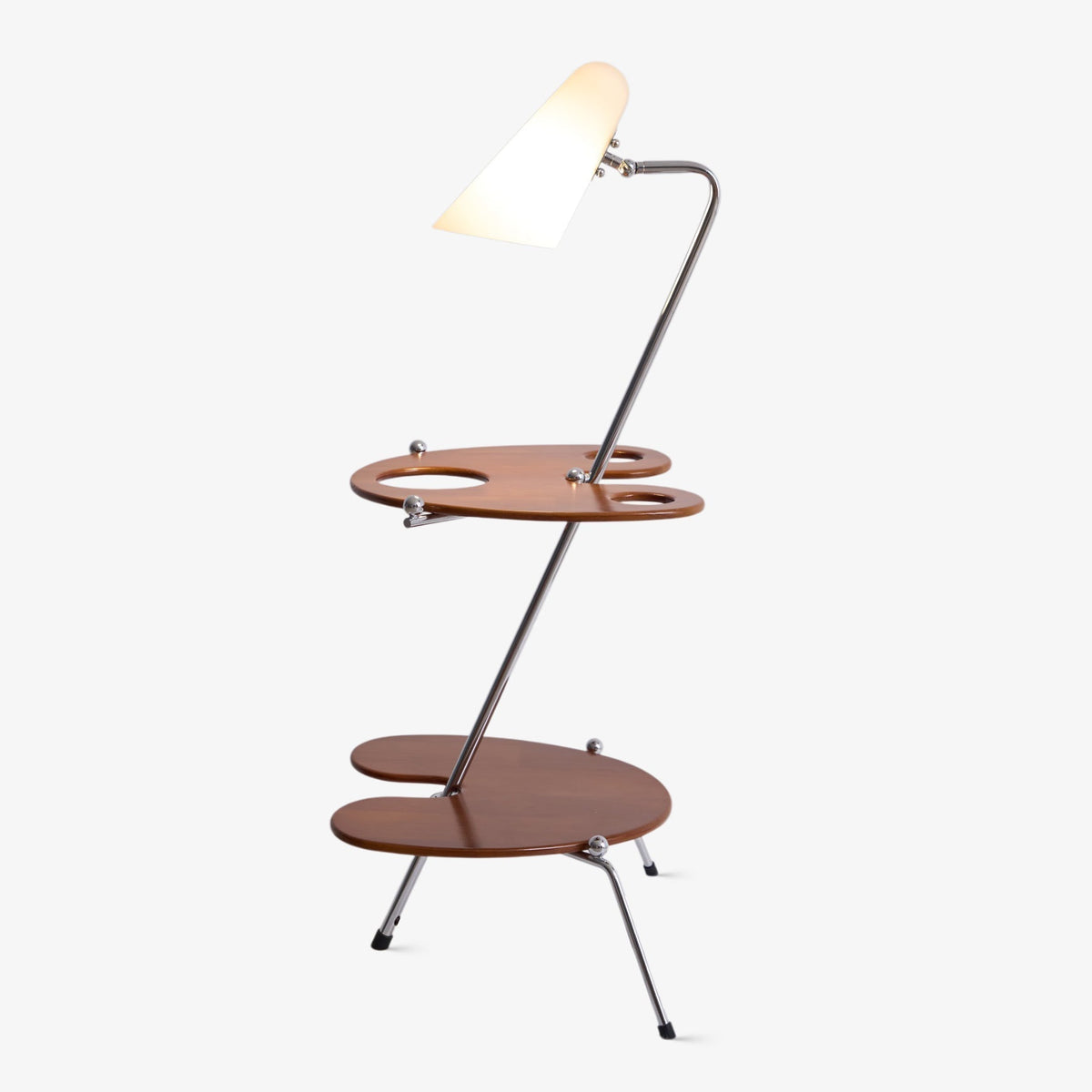Vaughn Moderne vloerlamp van walnoothout en chrome