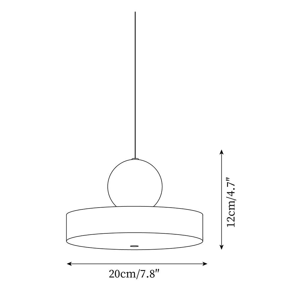 Moderne hanglamp met metalen behuizing, rode bolvormige kap en retro accent
