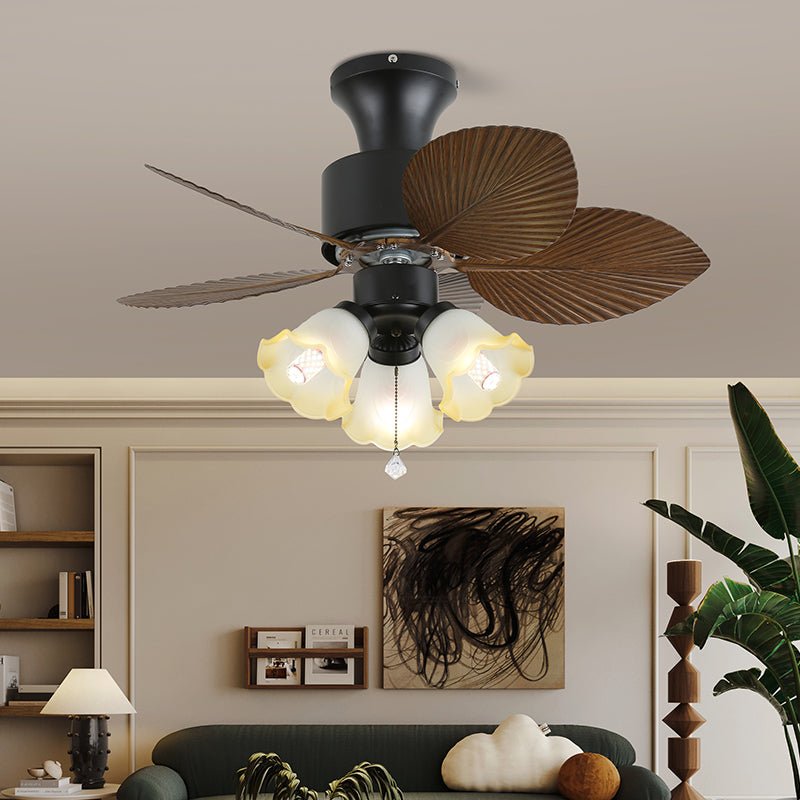 Celoine Tropische plafondventilator met verlichting van glas