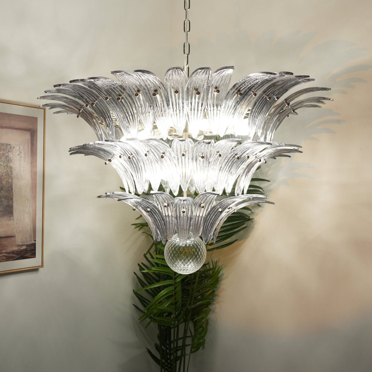 Eirivelle kroonluchter Murano-glas palmbladeren niveaus