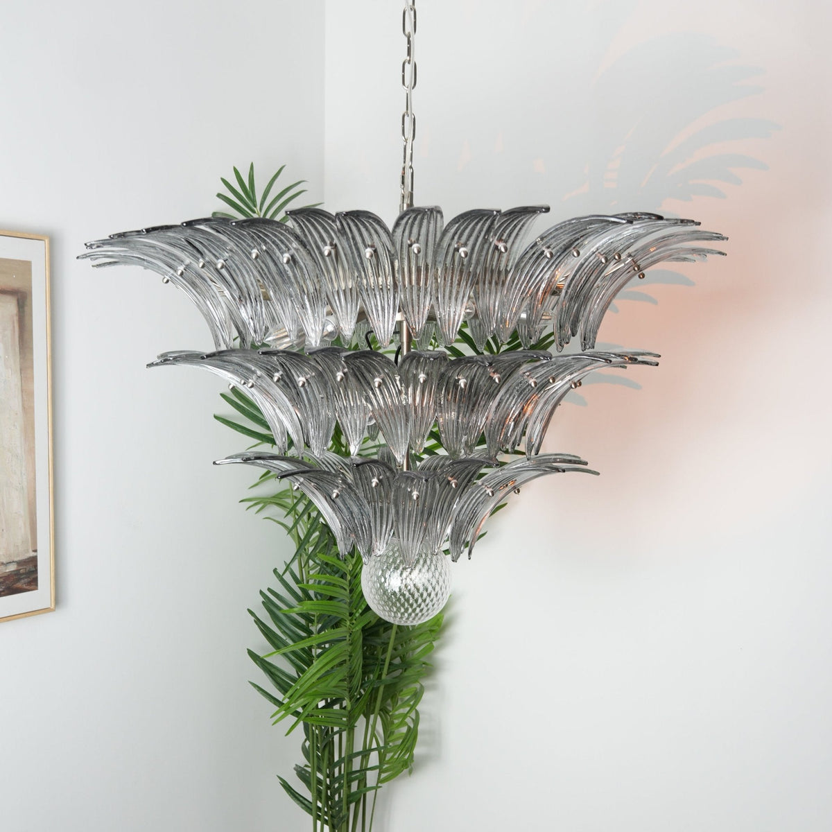 Eirivelle kroonluchter Murano-glas palmbladeren niveaus
