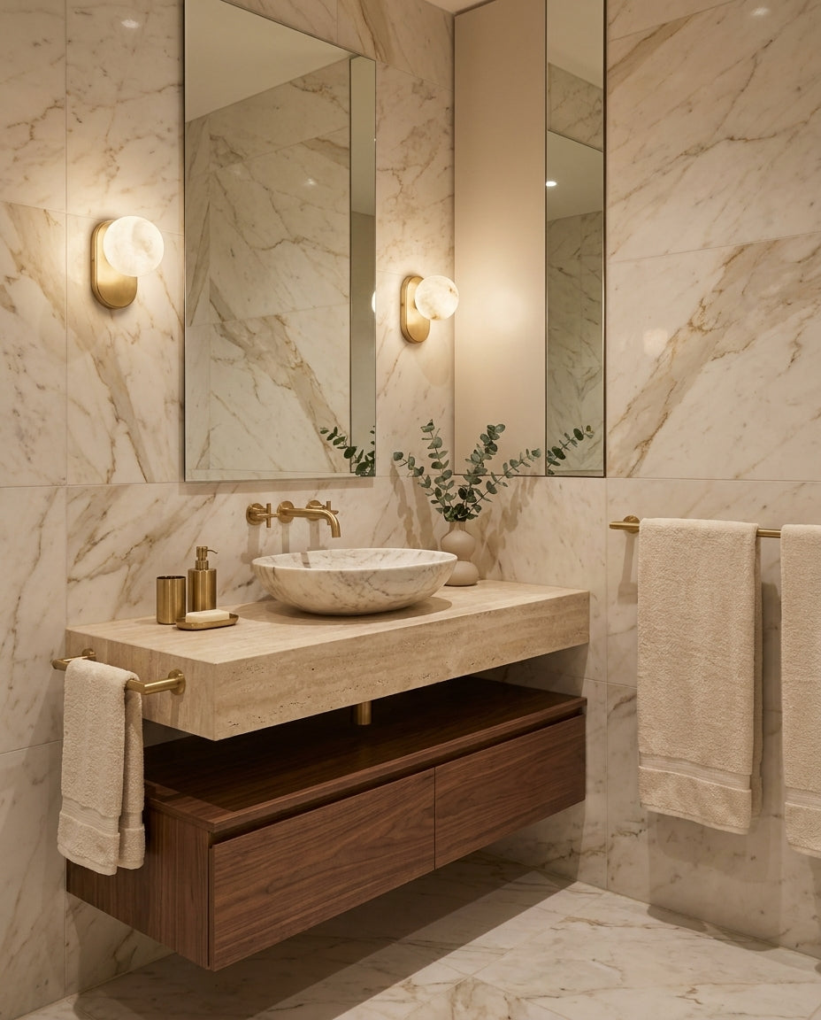 Hensford Bolvormige alabaster wandlamp