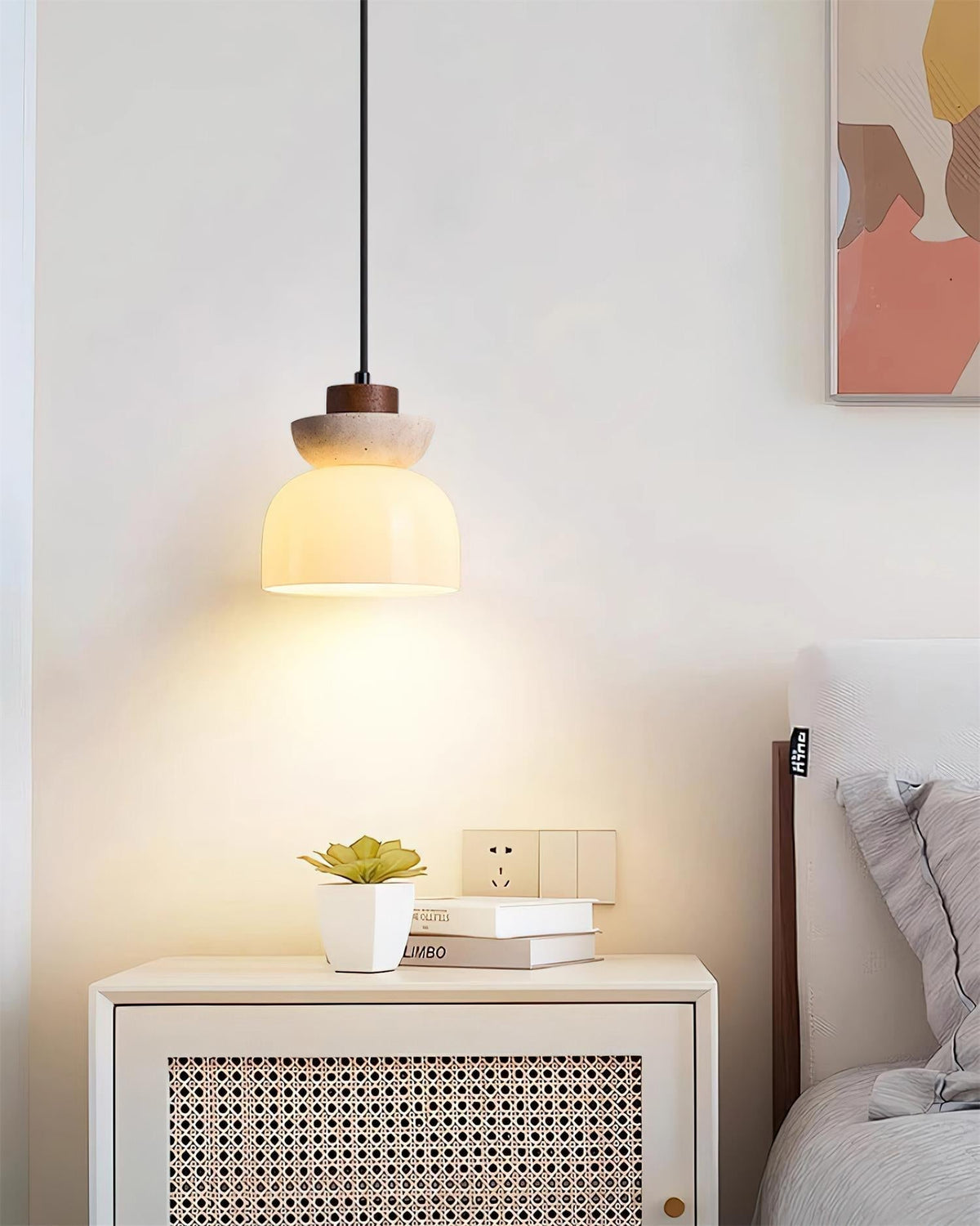 Norenx travertin koepelvormige glas hanglamp Hout