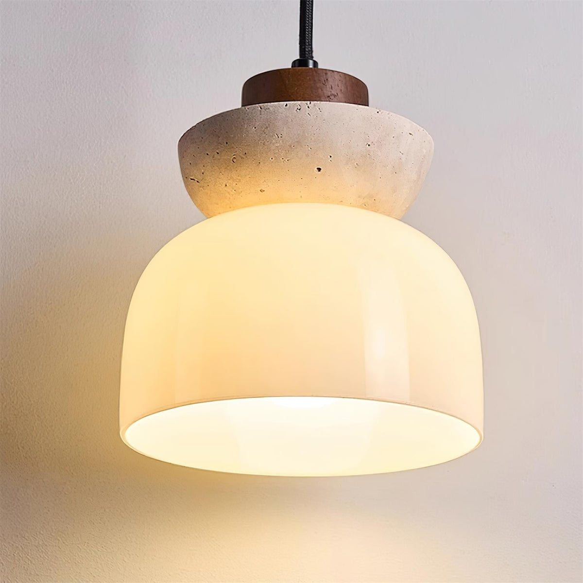 Norenx travertin koepelvormige glas hanglamp Hout