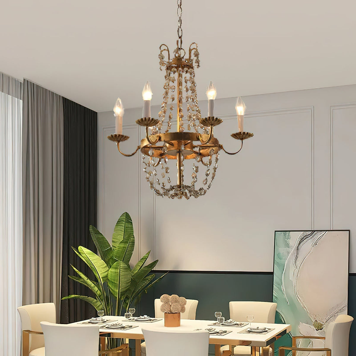 Luxinine Vintage Vloermarkt Kroonluchter met Kristal