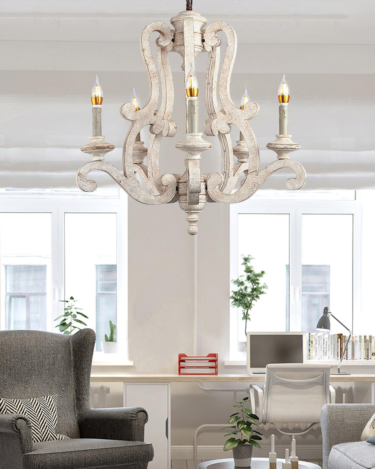 Arixy kroonluchter houten kaars mid-century
