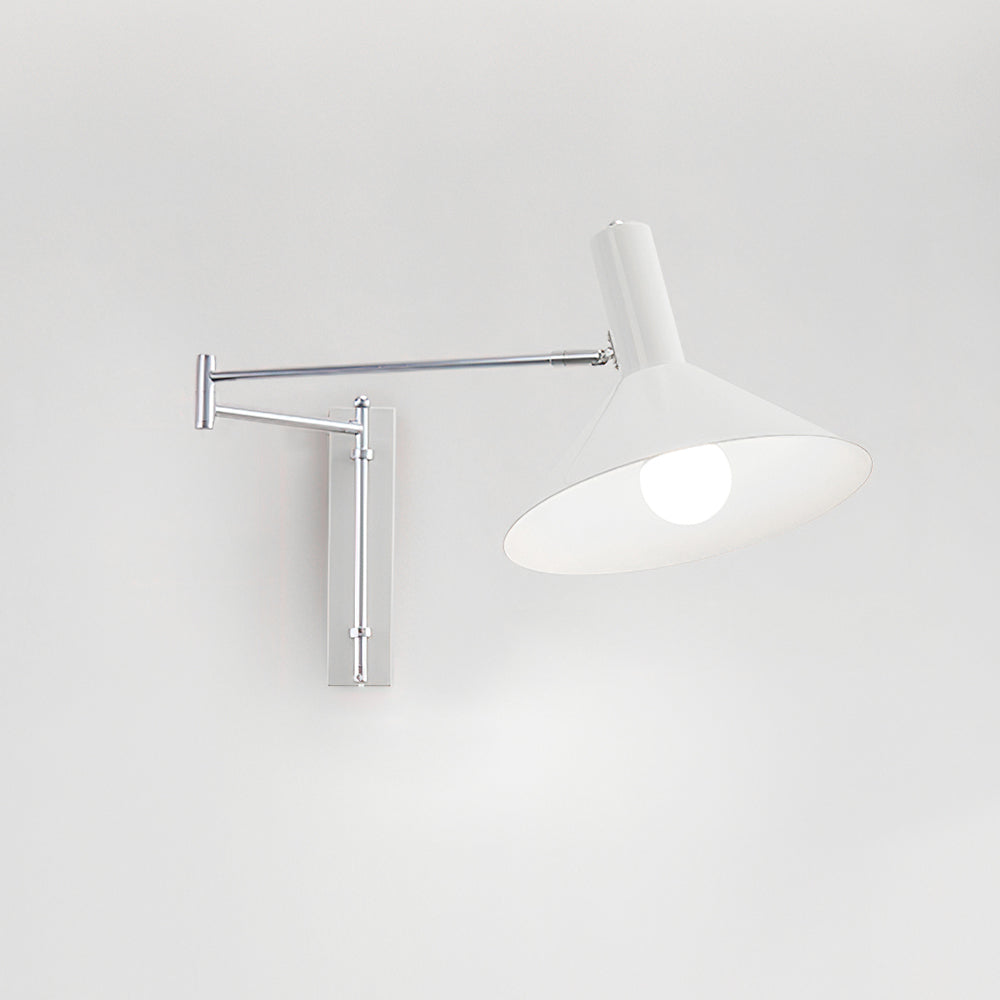 Peak wandlamp met verstelbare arm, rode lampenkap en leesverlichting
