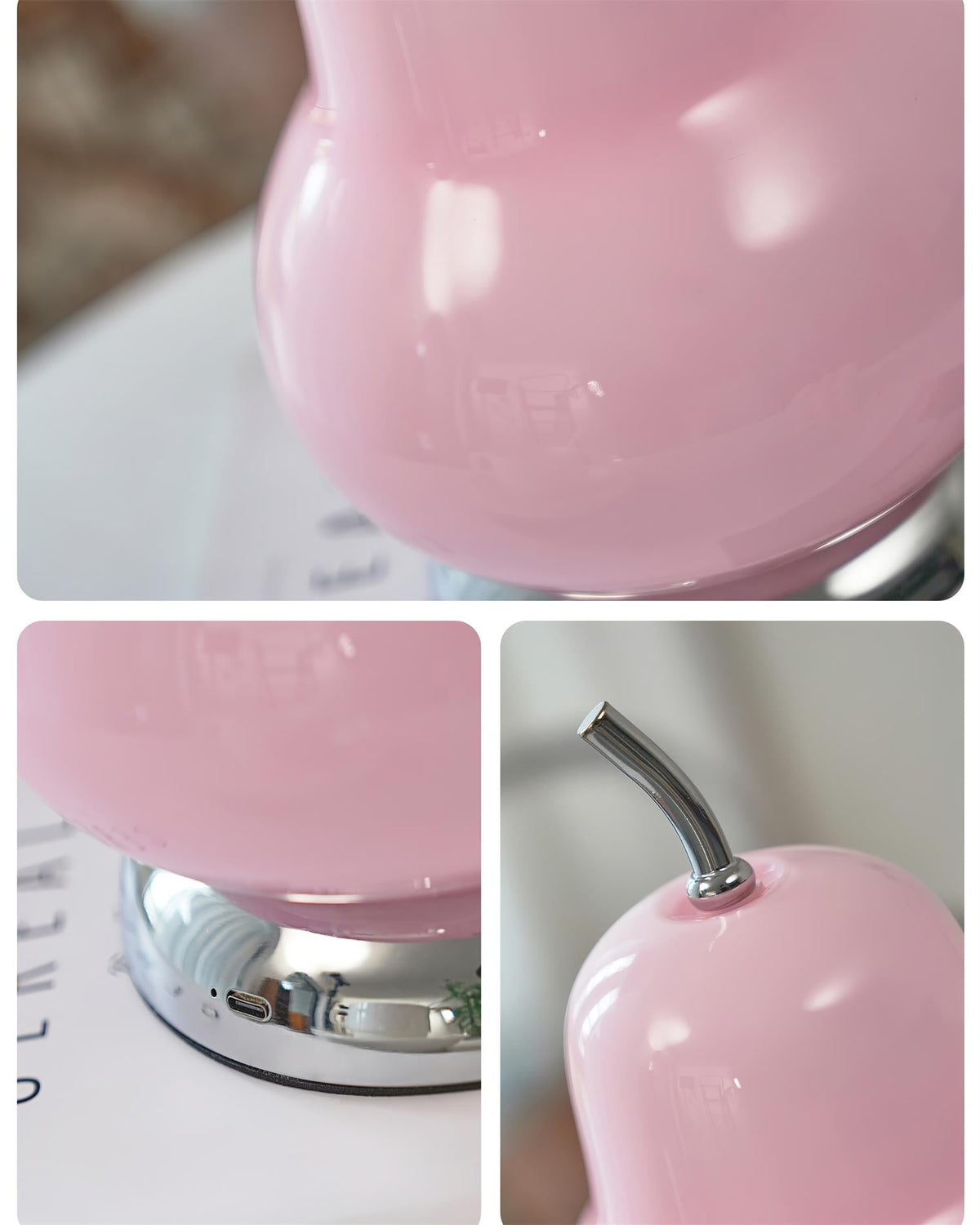 Velania tafellamp chroom & roze afwerking