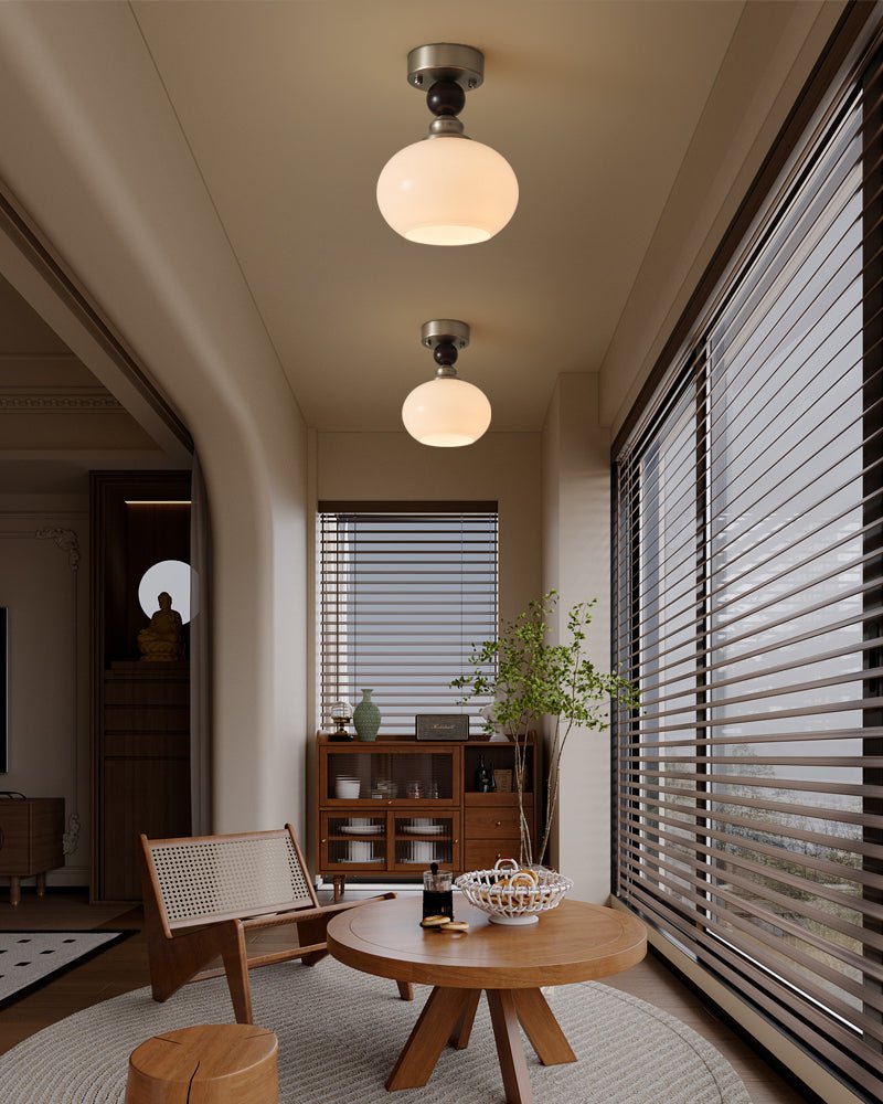 Ivcarila Moderne minimalistische plafondlamp met parelsferen glas