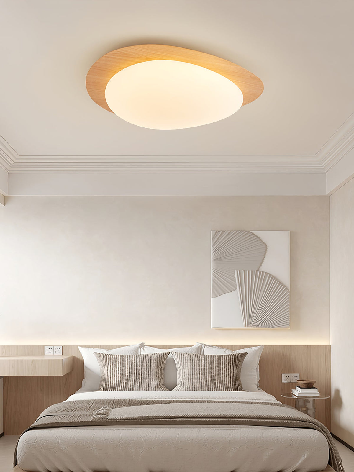 Sylenia plafondlamp kiezelvormige walnoot acryl LED