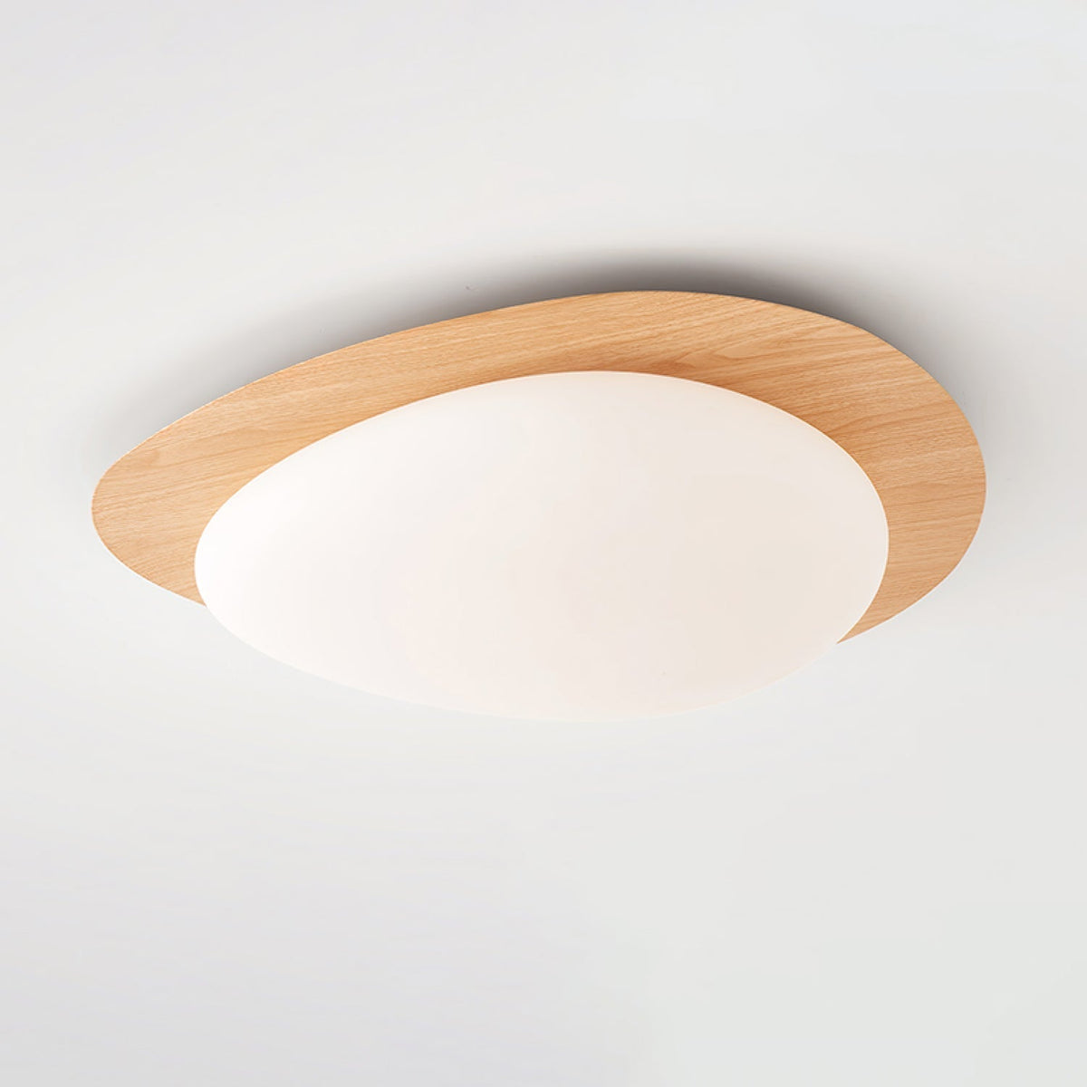 Sylenia plafondlamp kiezelvormige walnoot acryl LED