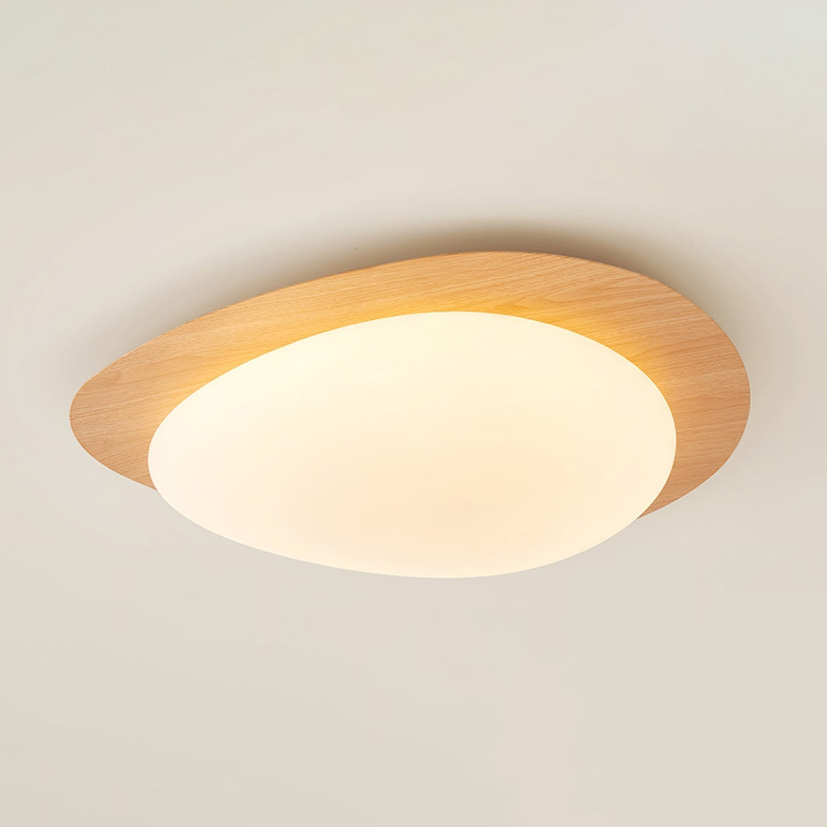 Sylenia plafondlamp kiezelvormige walnoot acryl LED