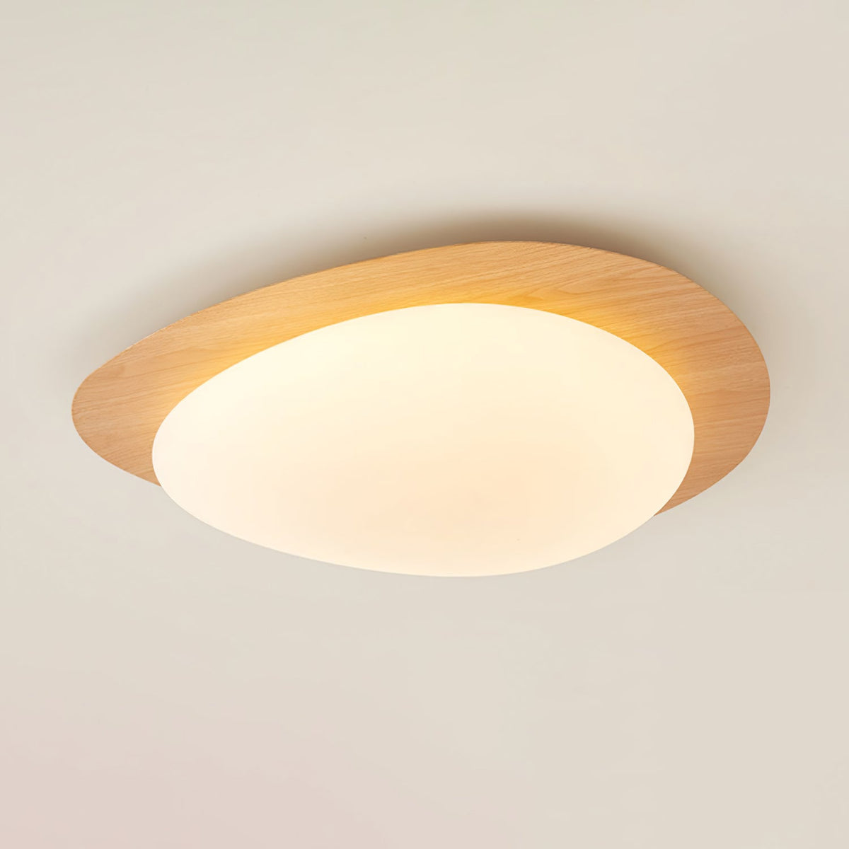 Sylenia plafondlamp kiezelvormige walnoot acryl LED